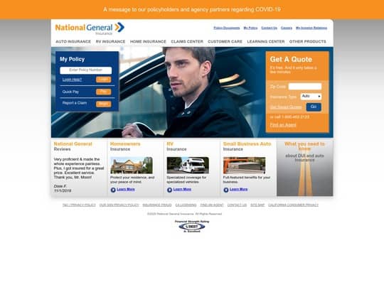 National General Car Insurance website
